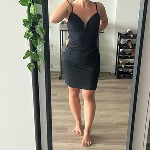 Black Neck V Cut Dress with adjustable straps